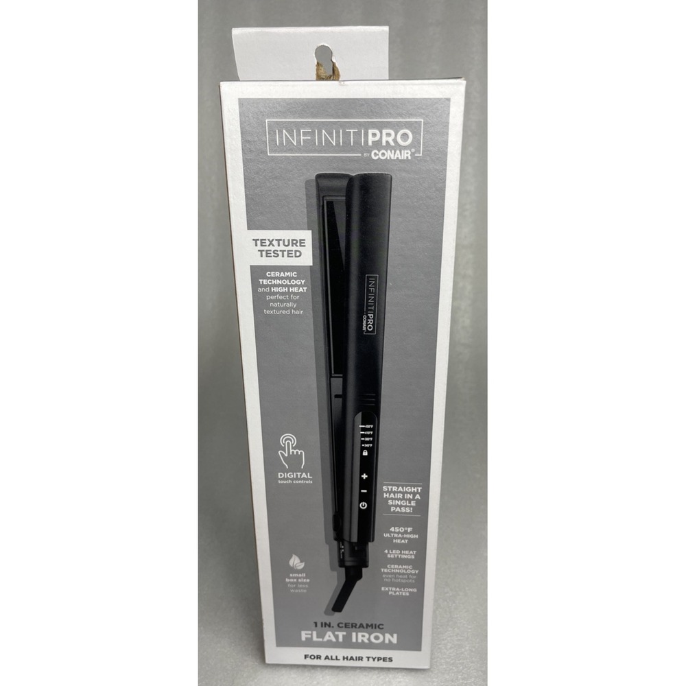 INFINITIPRO by CONAIR 1 Inch Ceramic Flat Iron Digital Touch Controls NEW In BOX - Picture 8 of 12